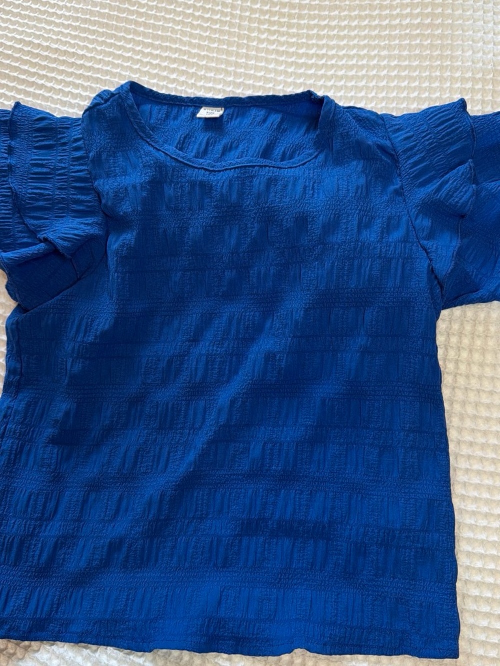SHEIN Royal Blue Textured Short Sleeve Top